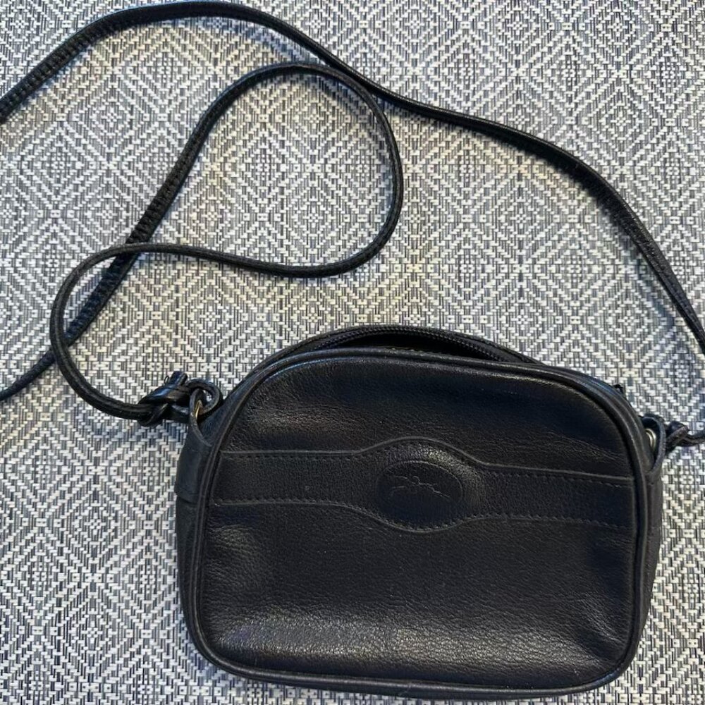 Longchamp Black Leather Crossbody Bag